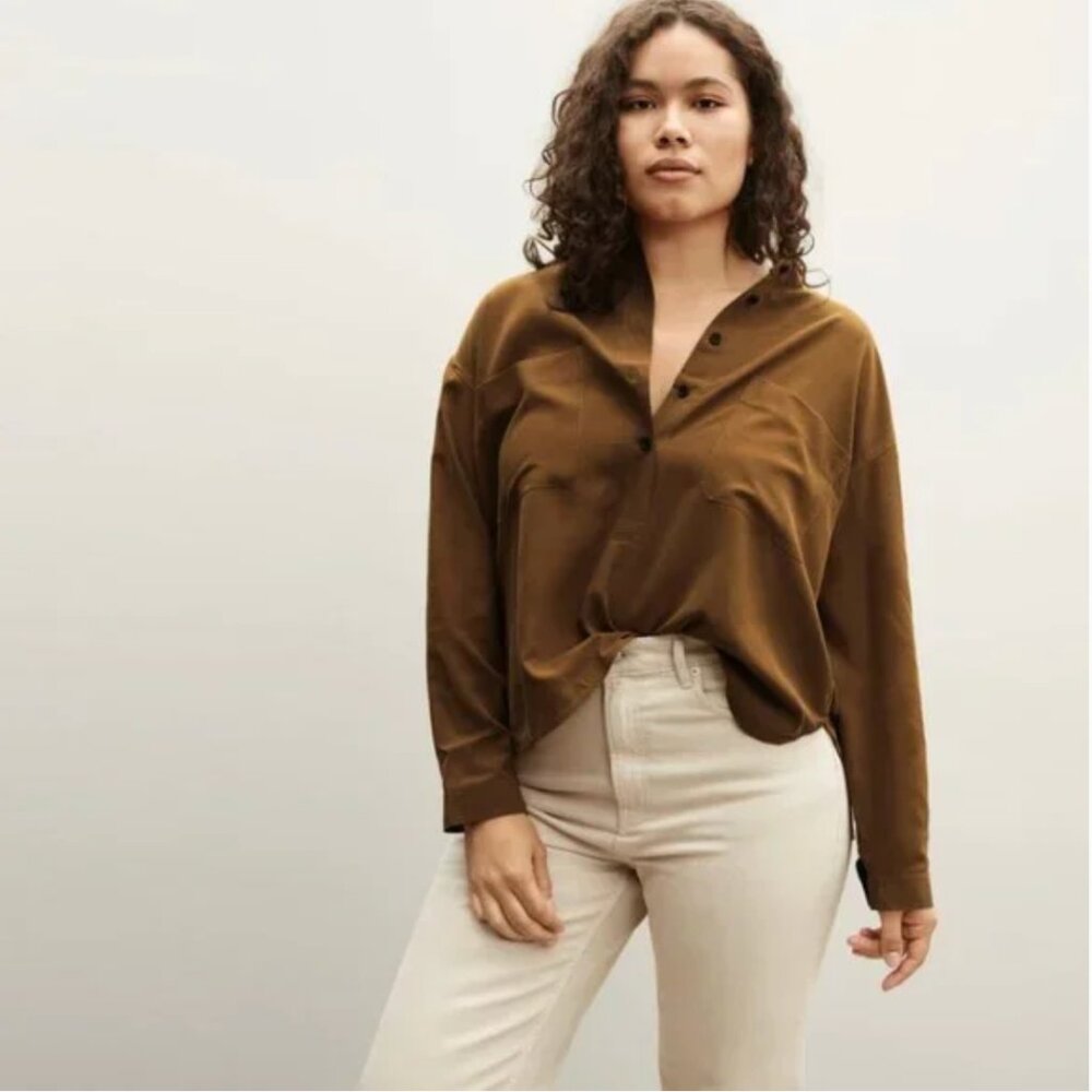 Everlane The Washable Silk Henley Sz 0